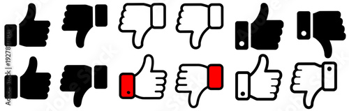 Like, thumb up, vector set of thumb giving a like