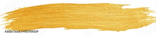 A long, horizontal brushstroke of golden yellow paint on white background