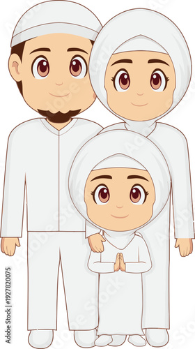 Muslim Family Wearing White.