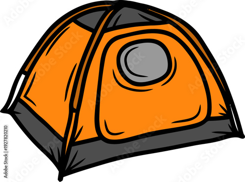Orange Camping Tent Illustration.