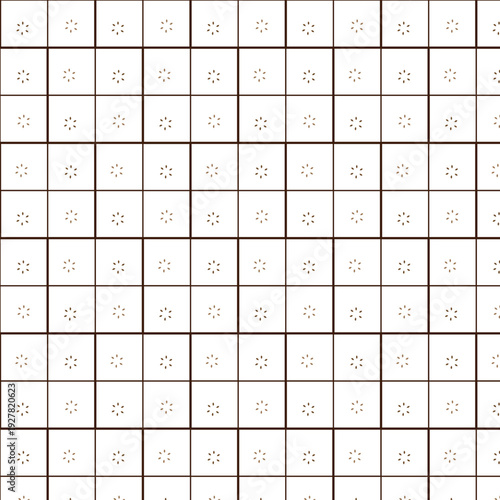 Abstract square grid brown background with flower space on brown background.