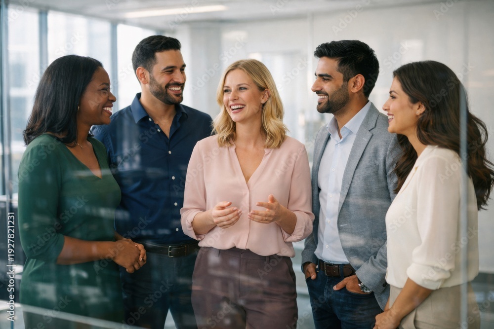 Obraz premium Diverse Business Team Discussing in Modern Office