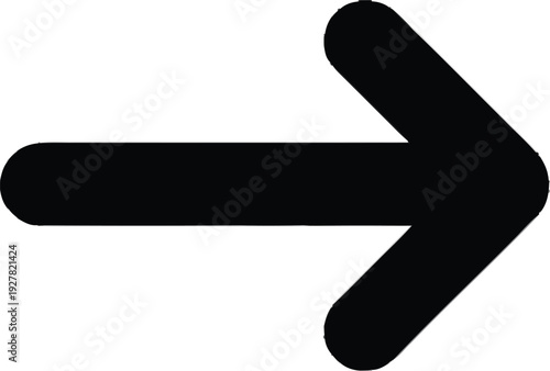 Solid black right arrow icon with rounded corners and thick lines isolated on transparent background for mobile apps