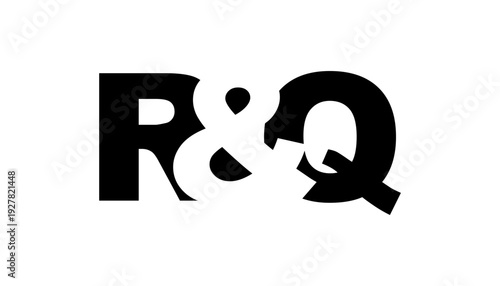 RQ logo design in bold style. Black white identity symbol. Modern typography emblem. Corporate branding icon.