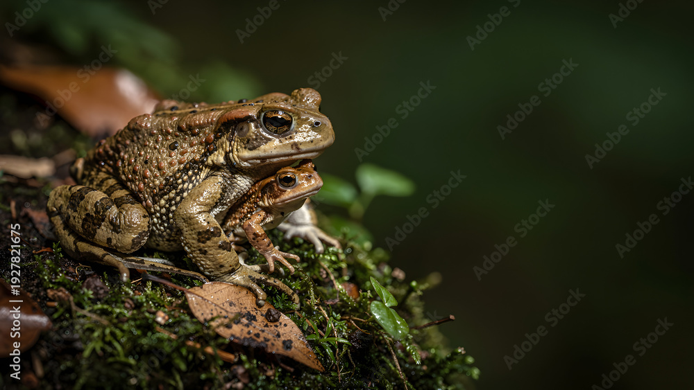 Obraz premium Two Common Toads on Forest Floor