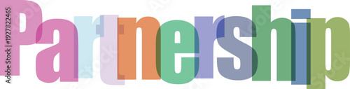 Partnership word art with colorful lettering and a transparent background