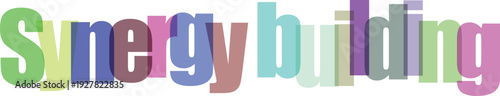Synergy building colorful 3d text effect on transparent background