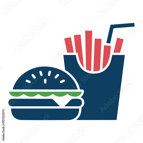 Classic burger and fries combo with a drink