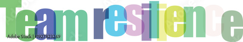 Team resilience words in pastel shades on checkered transparent background