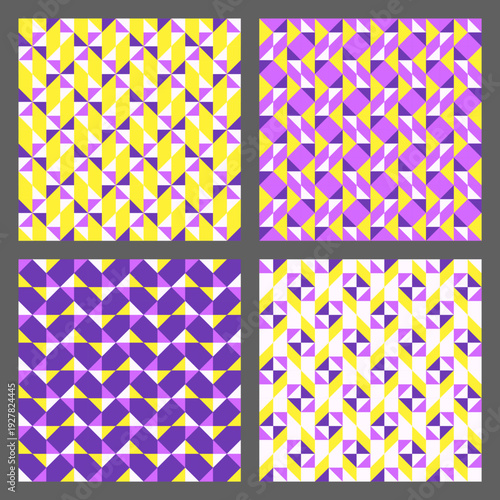 Wallpaper Mural Crazy purple, Color tessellation set, bundle of modern seamless vector patterns. Neutral retro colors. Repeatable design for fabric collection, wallpapers, Torontodigital.ca