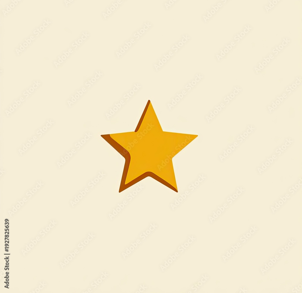 Fototapeta premium A stylized, golden, five-pointed star floats against a pale, warm background