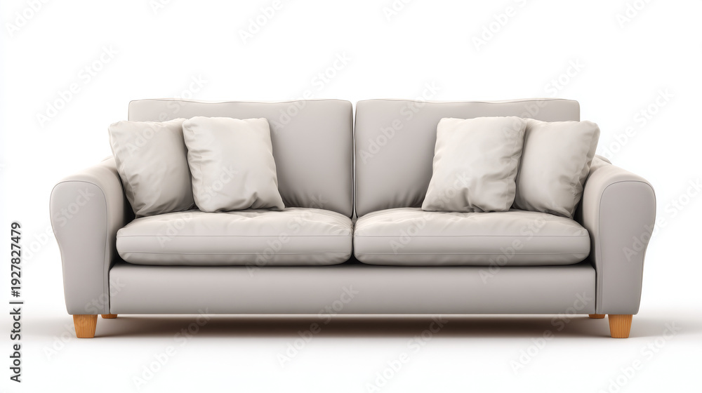 Fototapeta premium 3d realistic vector gray sofa, couch on a white background. Isolated.