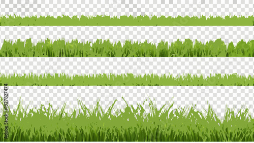 Horizontal bands of vibrant green grass against a transparent background