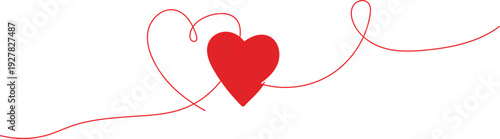 Red heart symbol with swirling line