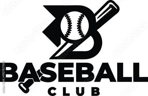 Baseball club logo with bat baseball and ball  sports team emblem