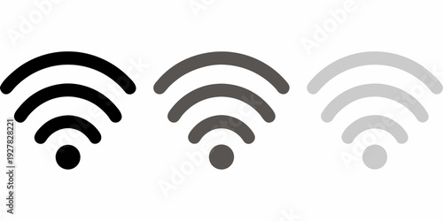 Three wifi signal strength icons in varying shades of gray
