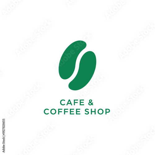 Green coffee bean logo symbol for cafe and coffee shop