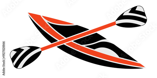 Kayak paddle crossed over a kayak