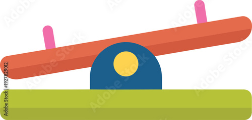 A minimalist illustration of a seesaw playground equipment against a white background.