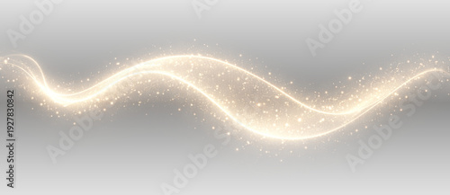 Fotografie Golden glitter stream wave with glowing sparkle light, abstract luxury fantasy d