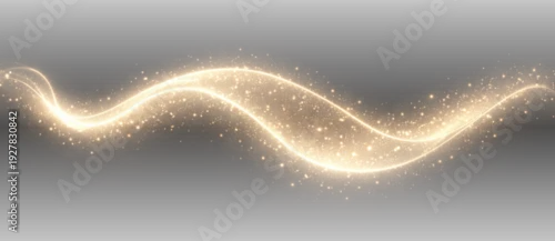 Obraz  z motywem Golden glitter stream wave with glowing sparkle light, abstract luxury fantasy decorative curve for party, anniversary and bridal seasonal design on transparent background