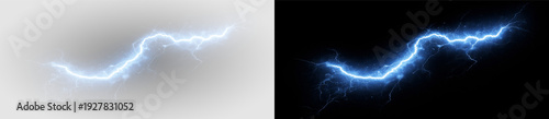 Fotografija Blue electric lightning bolt with powerful energy discharge, futuristic plasma a
