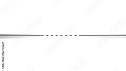 Simple, horizontal line divides the image, with dotted center. Minimalist and clean