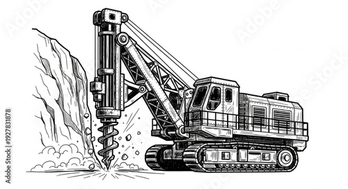 Heavy Machinery Excavator Digging Earth.
