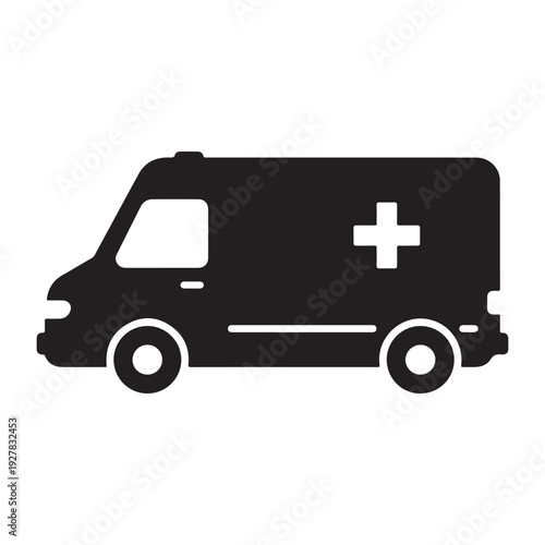 Ambulance vehicle icon silhouette  emergency medical services symbol  rescue car graphic