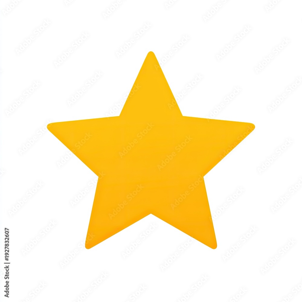 Obraz premium A bright, cartoon-style golden five-pointed star against a clean white background
