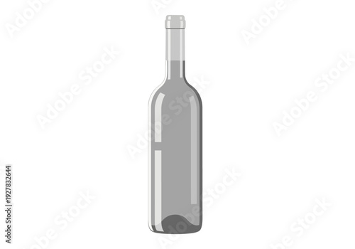 Minimalist vector illustration of a tall, empty clear glass bottle, perfect for graphic design templates, beverage packaging mockups, and representations of liquid containers
