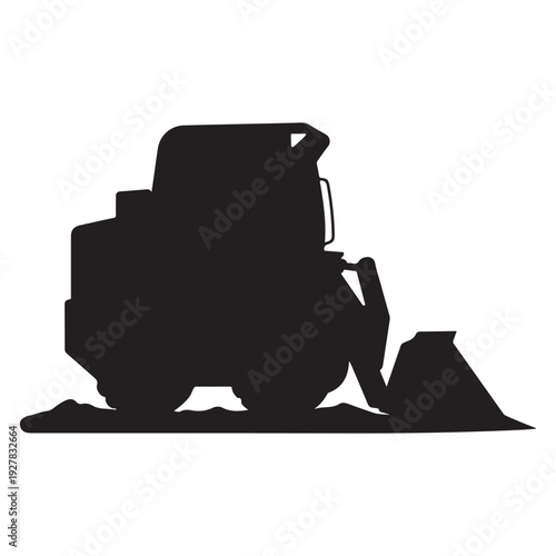 Asphalt paver machine laying road surface isolated on white background  road construction equipment