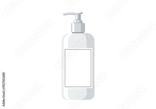 A simple white pump bottle with a blank label, perfect for cosmetic or medical product branding and design