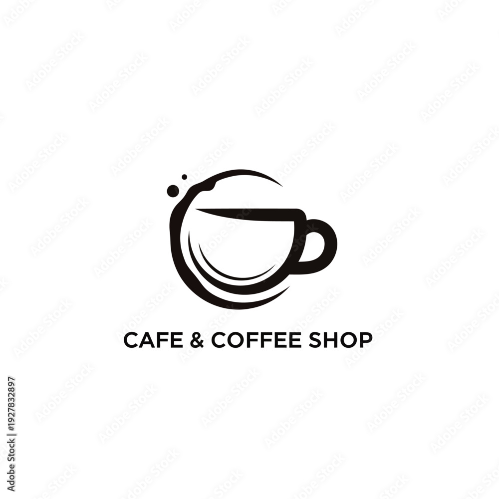 Obraz premium Modern coffee shop logo with splash element a dynamic and fresh brand identity
