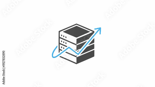 Server Icon with Upward Trending Arrow Graph.