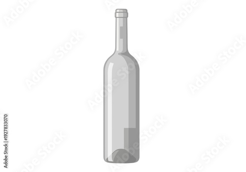 Monochrome vector illustration of an empty glass wine bottle isolated on a white background, a classic container graphic