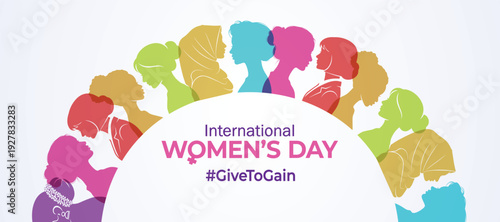 International Women's Day concept background. #GiveToGain Women Equality Day Concept.