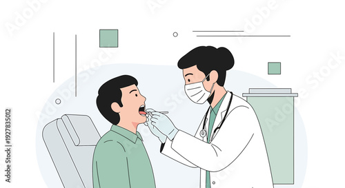 Doctor Examines Patient's Throat in Medical Consultation