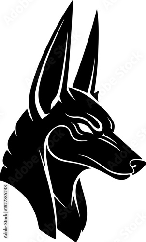 Elegant anubis head silhouette vector illustration