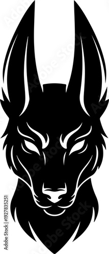Elegant anubis head silhouette vector illustration
