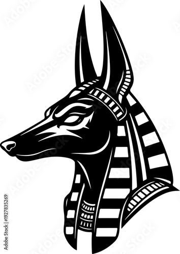 Elegant anubis head silhouette vector illustration