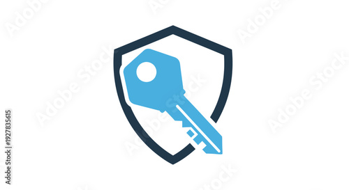 Blue key with shield protection symbol.