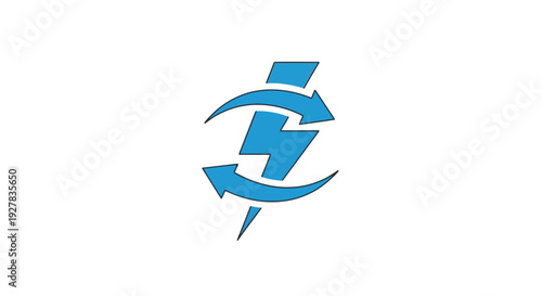 Blue Lightning Bolt Logo with Arrows.