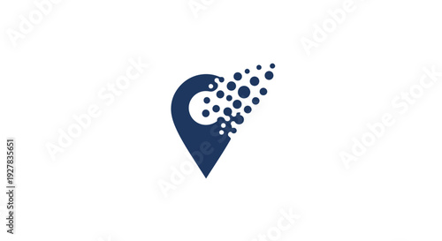 Blue Location Pin Icon with Dots.