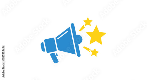 Blue Megaphone with Yellow Stars Emblem.