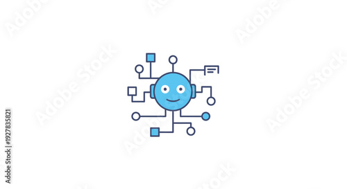 Wallpaper Mural Blue Robot Icon with Circuit Connections. Torontodigital.ca