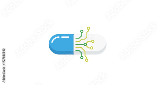 Blue Capsule with Circuitry Emerging.