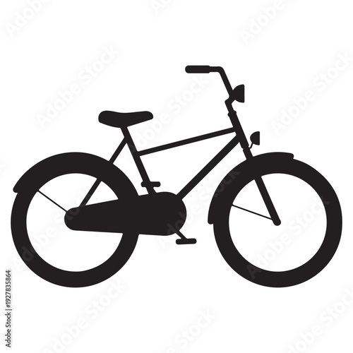 Black bicycle silhouette on white background  bike illustration  simple design