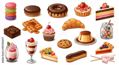 Premium Dessert & Bakery Realistic Illustration Vector Pack