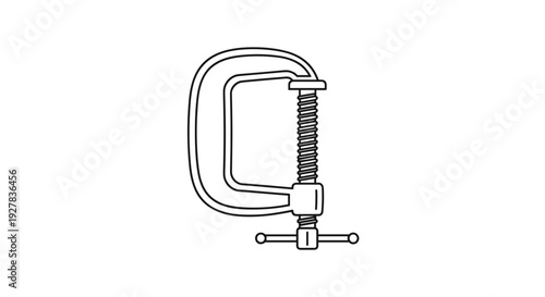 C Clamp Tool Illustration Isolated White.